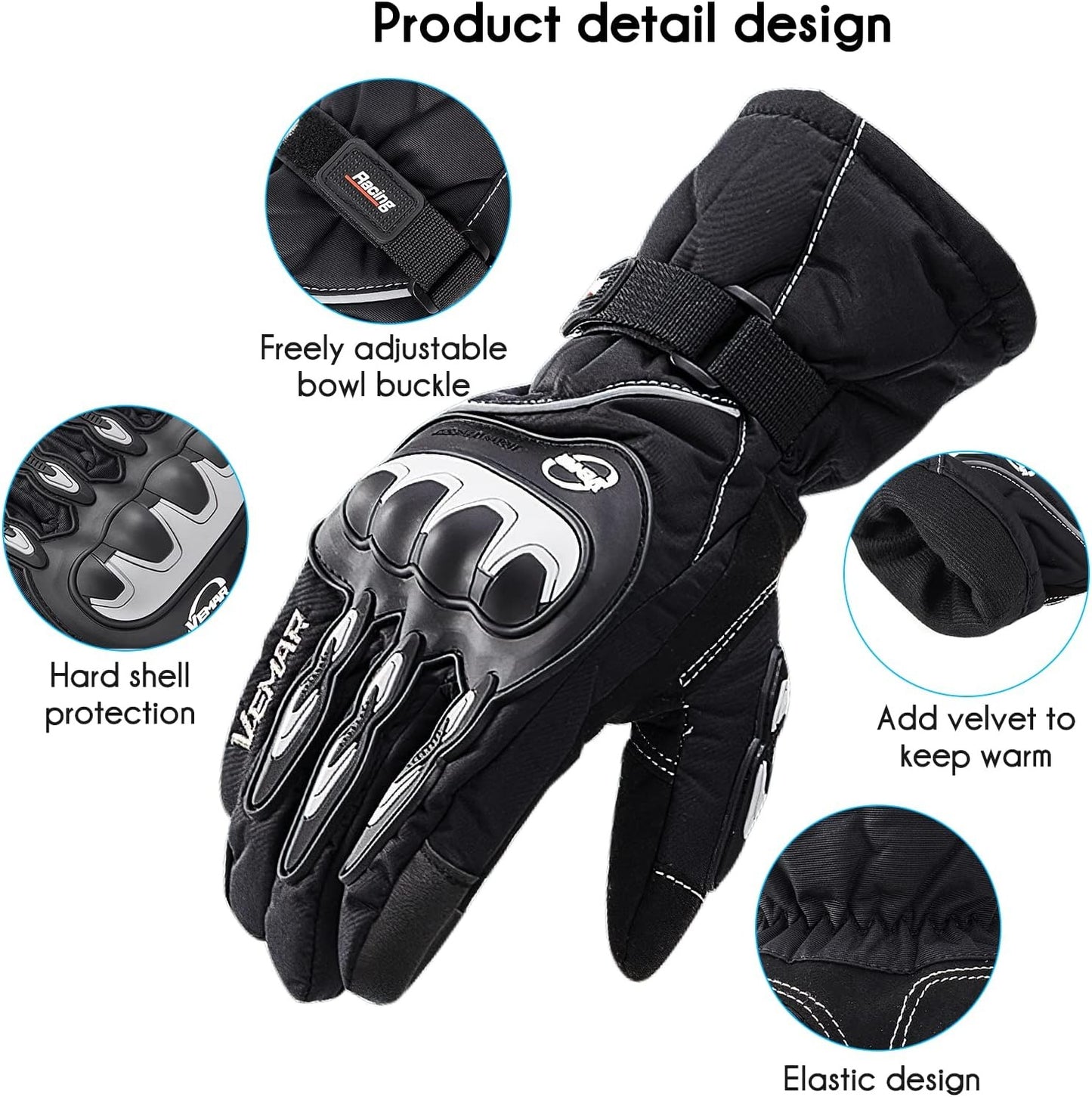 Guantes de Invierno Impermeables y Antideslizantes para Deportes y Moto